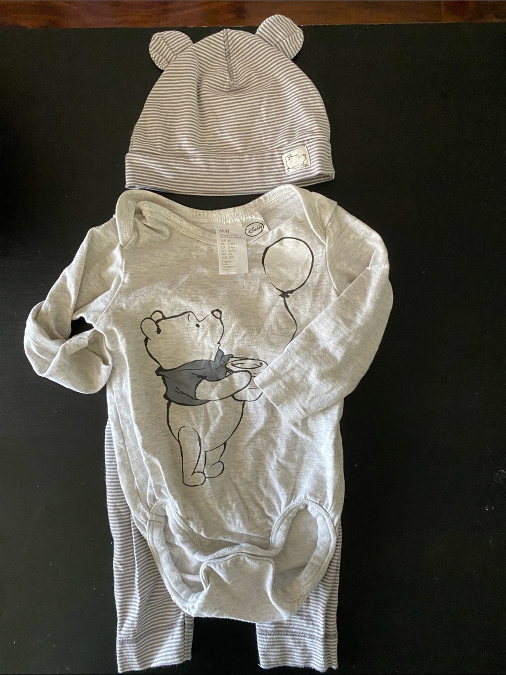 H&M Disney Winnie The Pooh Organic Cotton Stretch Baby Set 2-4M